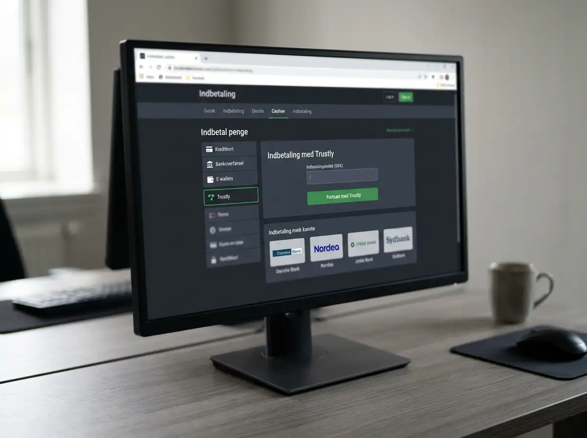 bwin cashier-skærm med Trustly-flow og Entain-koncernens visuelle stil