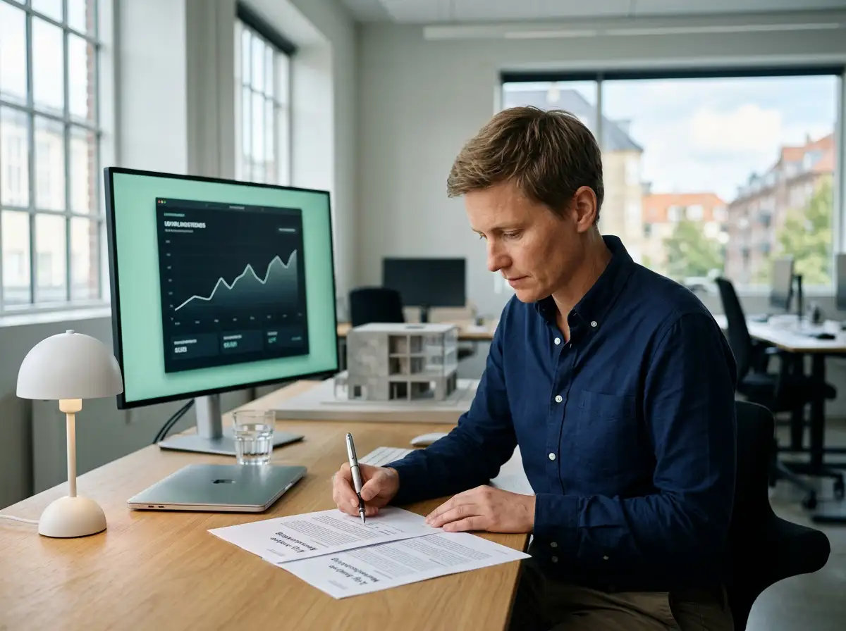 Analytiker gennemgår tal fra det danske spilmarked på arbejdsplads